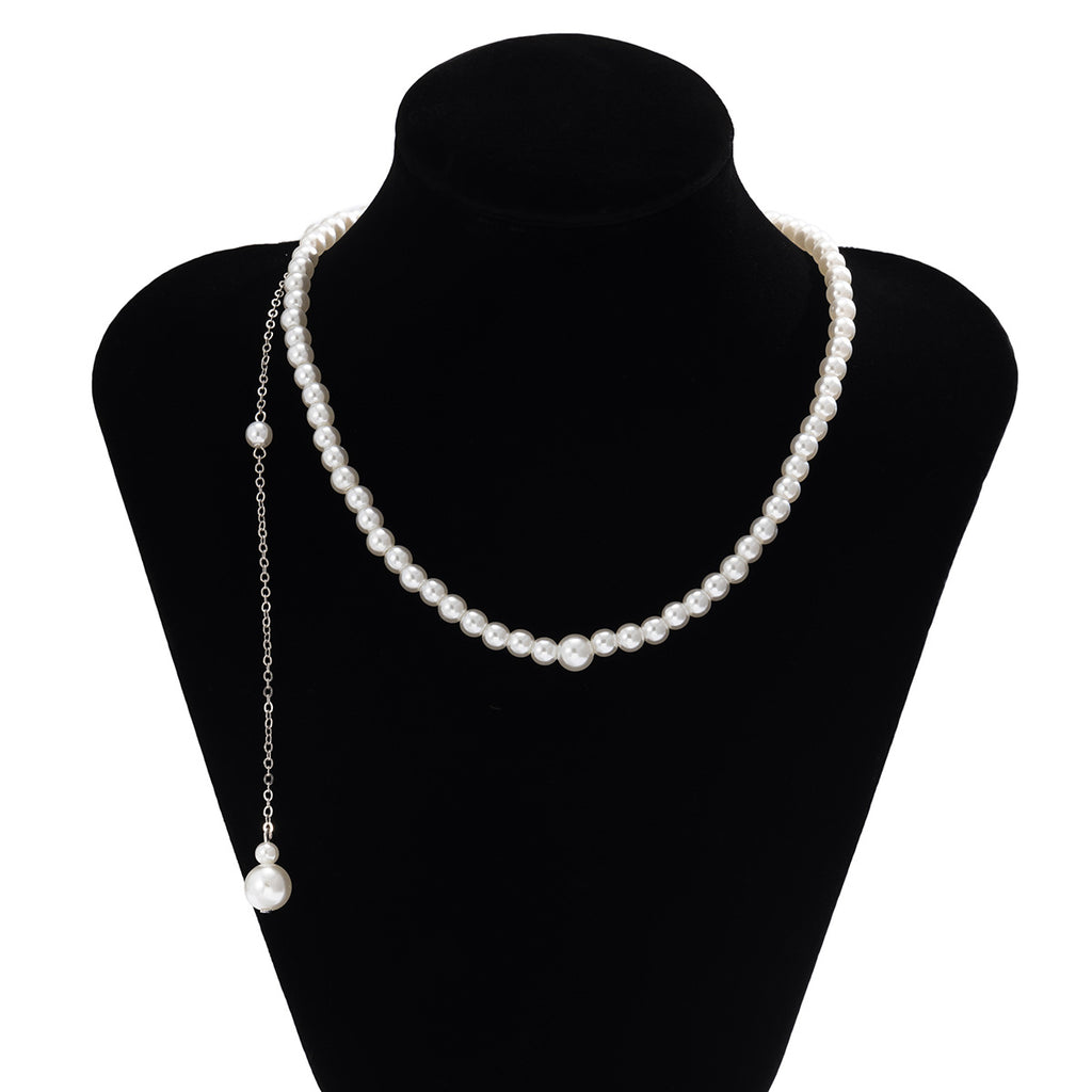 Imitation Pearl Tassel Back Necklace