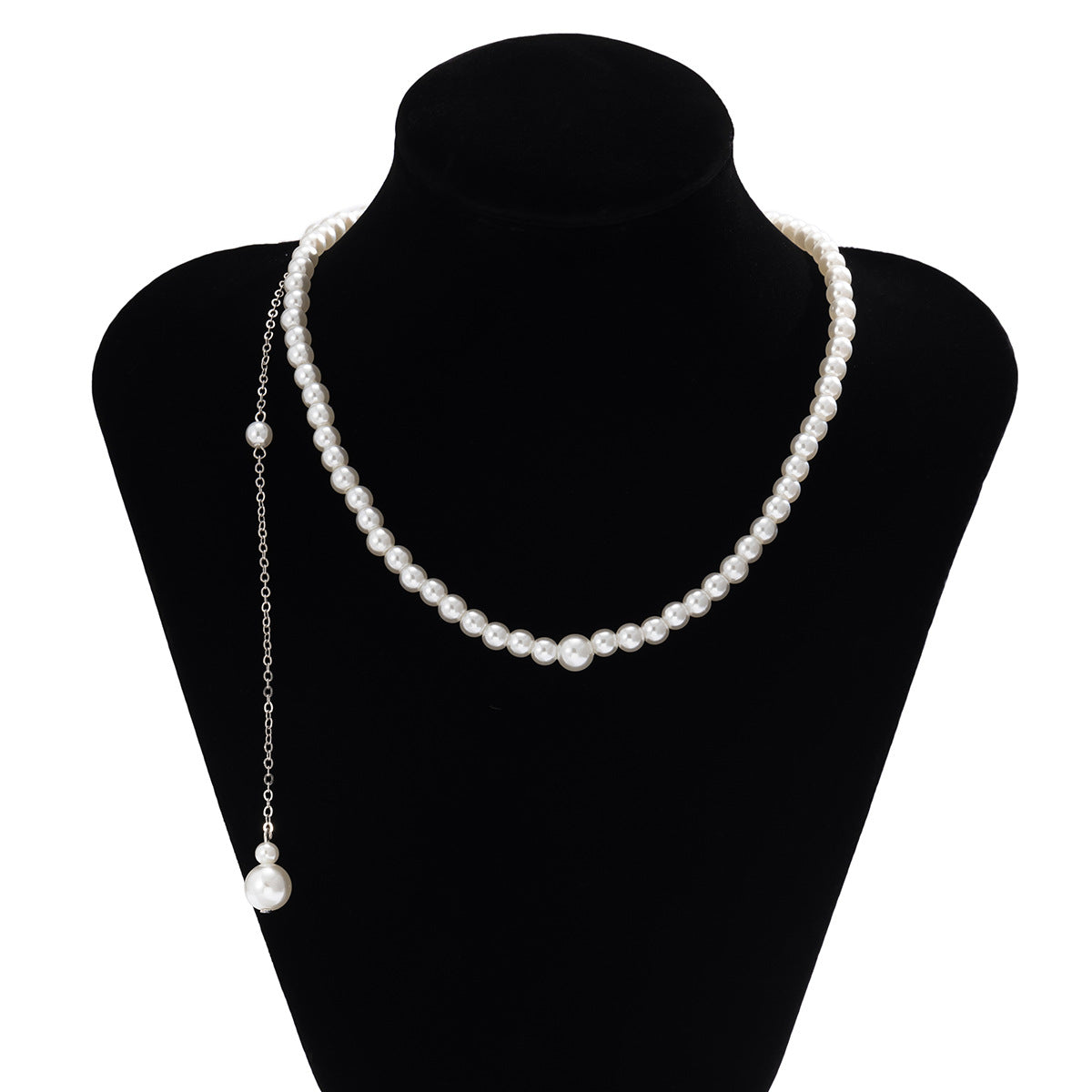 Imitation Pearl Tassel Back Necklace