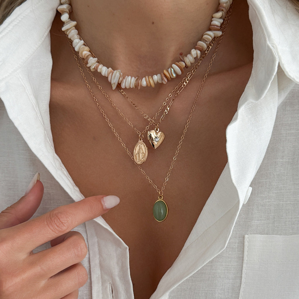 Layered Heart Geometric Pendant Necklace