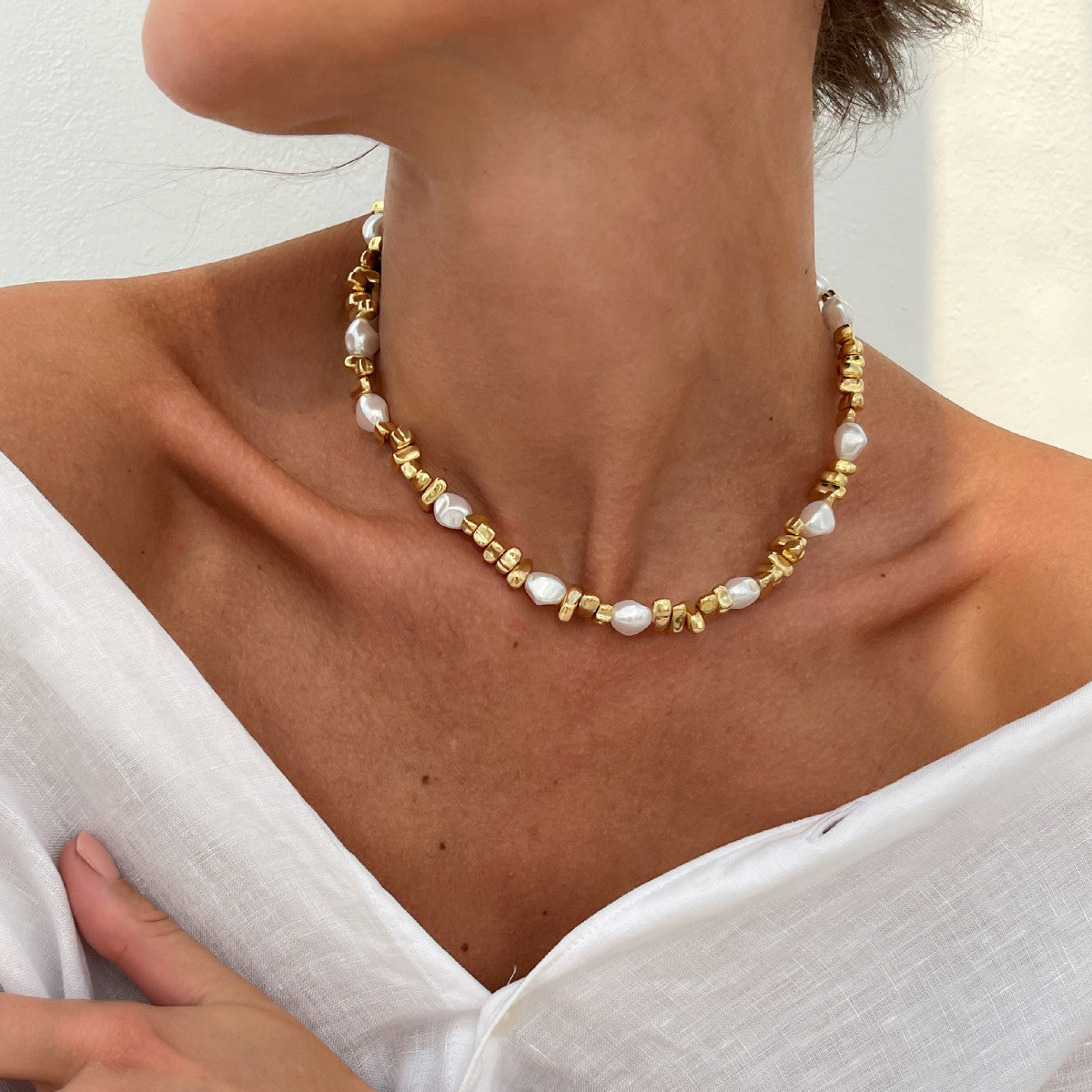 Irregular Imitation Pearl Tassel Star Pendant Necklace
