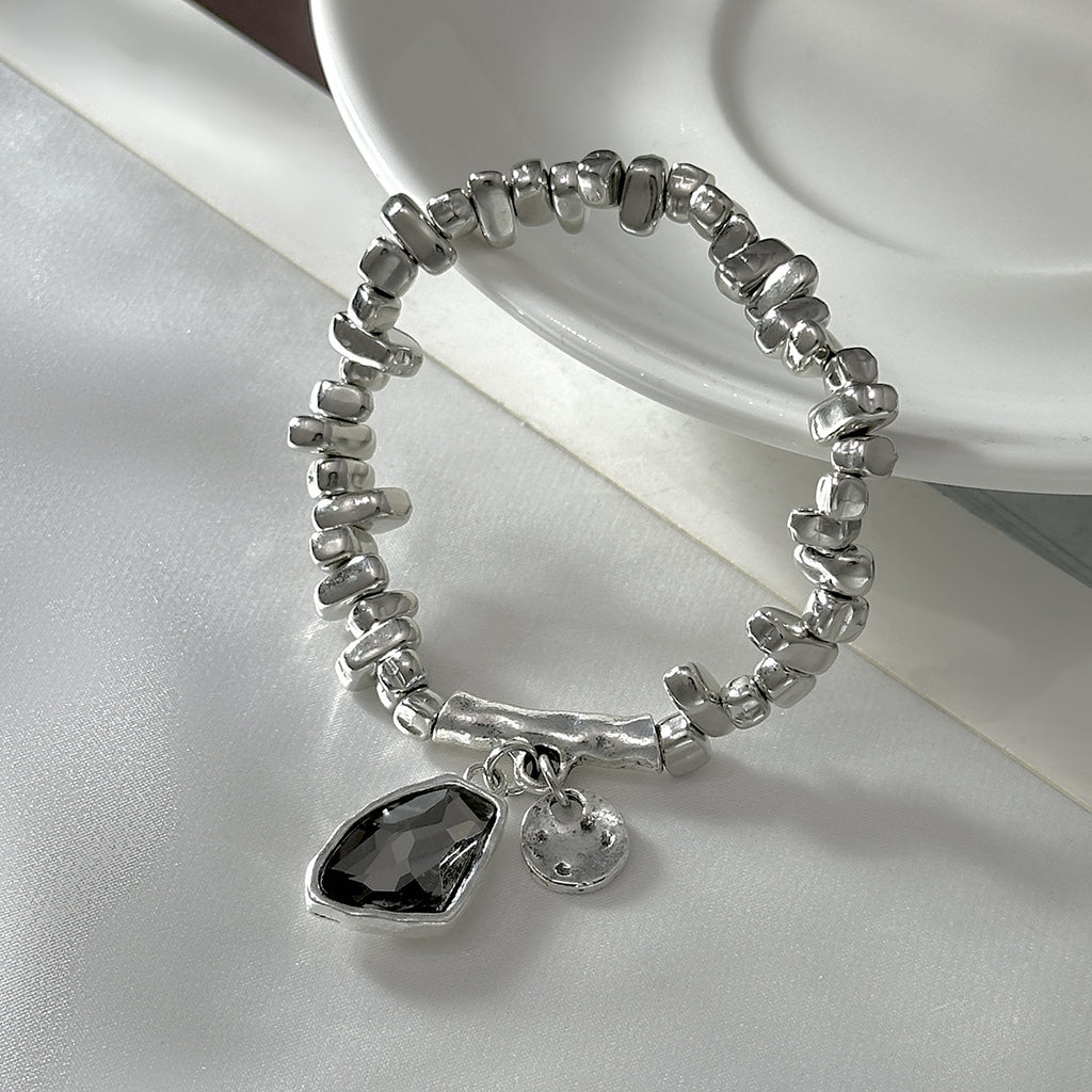 Alloy Rhinestone Heart Geometric Jewelry Set Necklace Bracelet Ring