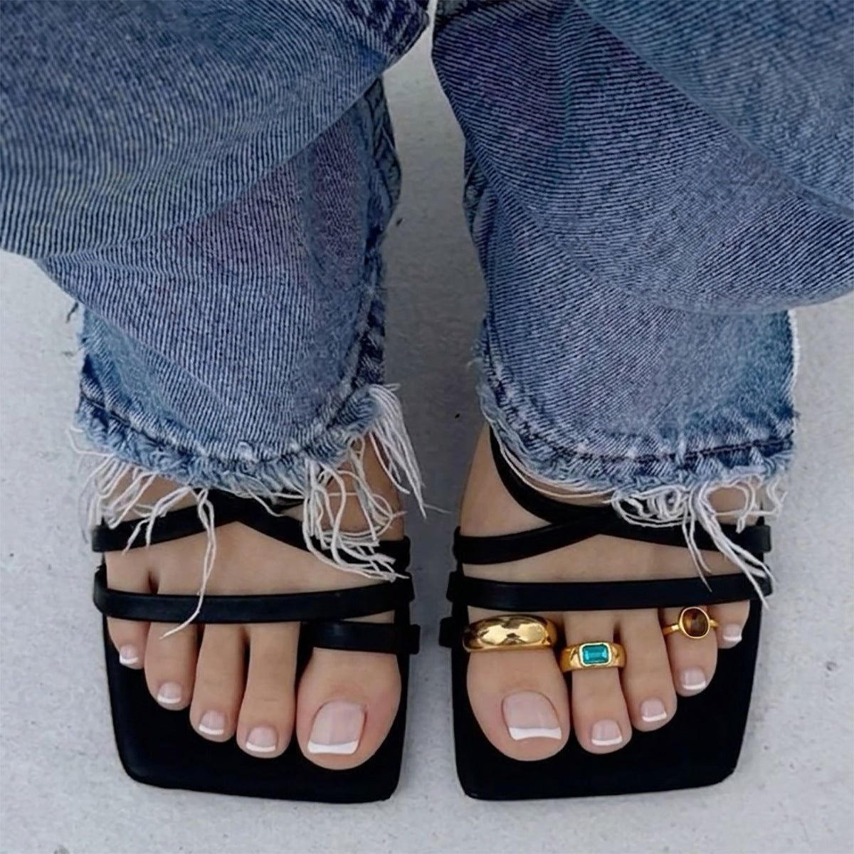 Alloy Adjustable Toe Ring with Synthetic Gemstone