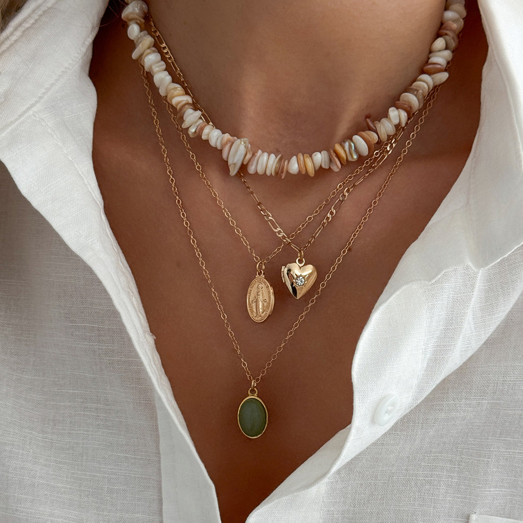 Layered Heart Geometric Pendant Necklace