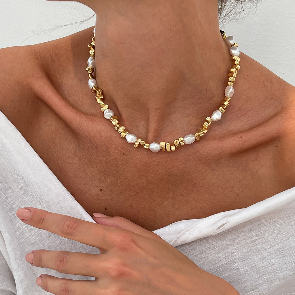 Irregular Imitation Pearl Tassel Star Pendant Necklace